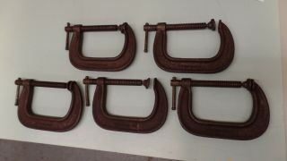 5 Vintage Chicago C Clamps 4 " Capacity