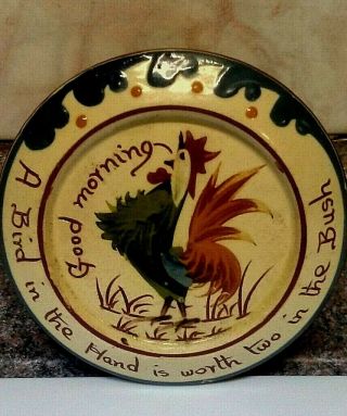 Antique Aller Vale Torquay - 5 1/4 " Mottoware Rooster Plate