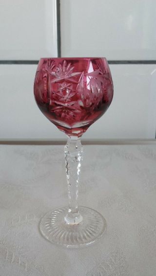 Nachtmann Traube Cut To Clear Crystal Cordial Liqueur 4 5/8 " Cranberry