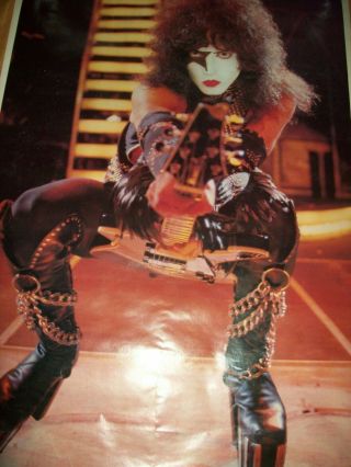 Paul Stanley Kiss 1977 Aucoin Guitar Poster Vintage Solo Alive Ii Rare Lp