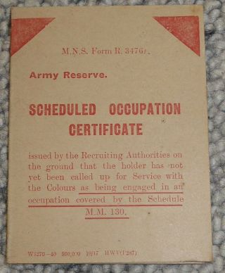 Vintage Army Reserve Munitions Occupation Certificate Card Military 1918 Ww1
