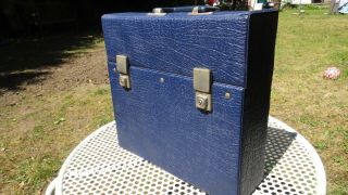 Vintage Retro 12” Lp Record Slimline Storage Box / Carry Case - Dark Blue