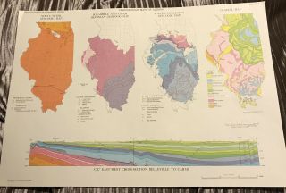 Vintage Paleogeology Maps Of Illinois 14 X 21 Estate Find