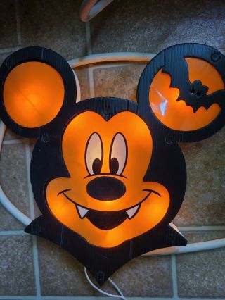 Rare Disney Mickey Mouse Halloween Vampire Dracula Lighted 12 " Window Decor Vtg