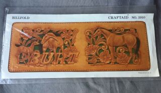 Craftaid No 3910 Billfold Horses Burt Carving Leather Wallet Patterns Vintage