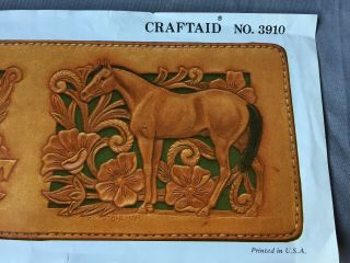 CRAFTAID No 3910 BILLFOLD horses BURT CARVING leather Wallet Patterns Vintage 3