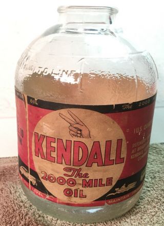 Vary Rare - Vintage Kendall Motor Oil Gas Station Glass Bottle - No Threads