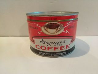 RARE VINTAGE KEYWIND COFFEE TIN CAN SYMON ' S BEST 1LB 2