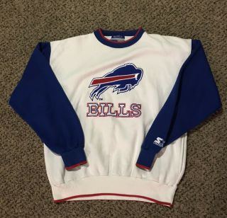 Vintage Starter Buffalo Bills Sweatshirt Crewneck Mens Xl 90s Stitched Patches