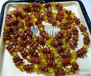 Vintage Jewellery Real Natural Baltic Honey & Baltic Amber Bead Long Necklace