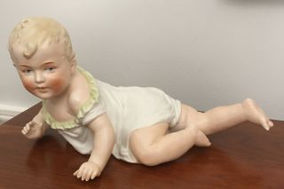 Antique German Victorian Hertwig Piano Baby Girl Doll Large Bisque Figurine