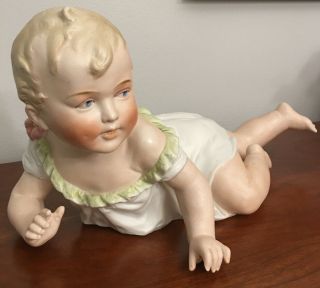 ANTIQUE GERMAN VICTORIAN HERTWIG PIANO BABY GIRL DOLL LARGE BISQUE FIGURINE 2
