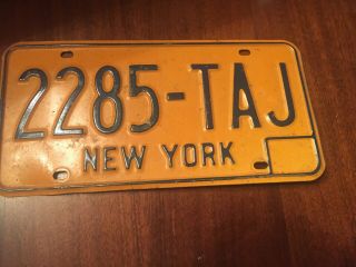 Vintage York License Plate Orange Blue