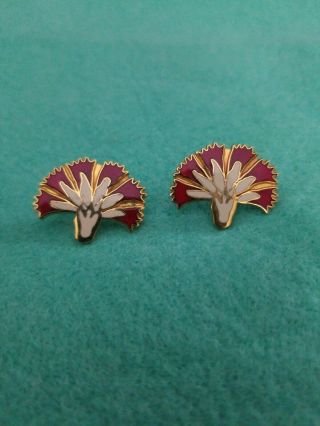 Vintage 14kt Gold & Enamel Mma Metropolitan Museum Of Art Pierced Earrings 7grms