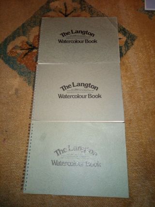 3 The Langton Watercolour Book Vintage 12 Sheets 10 " 7 ",  Dealer 1970 