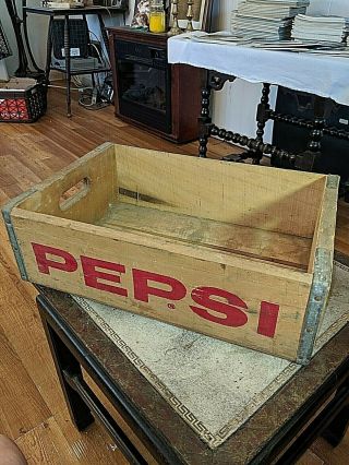 Vintage Pepsi Cola Wooden Soda Carrier Crate Box Old Wood Advertising