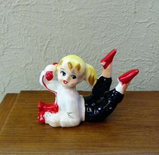Cute Vintage Japan Teenage Girl On Telephone Figurine