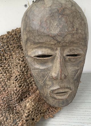 Antique African Art Wood Carved Mask Ivory Coast West Africa