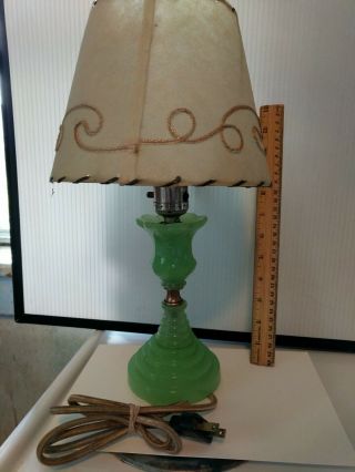 Vintage Antique Green Jadeite Art Deco Parlor Lamp