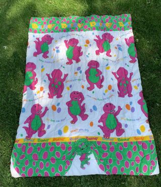 Vintage Barney & Baby Bop Dinosaur Twin Size Blanket Comforter (lyons,  1992)