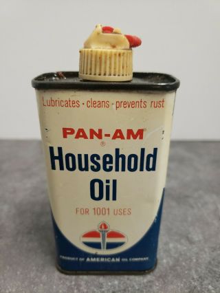 Pan Am Household Oil Vintage Handy Oiler Household Oil Tin Can Full
