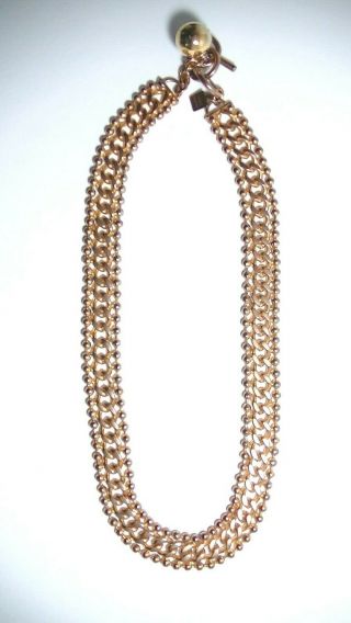 Vintage Anne Klein Bead Accent Chunky Gold Tone Chain Necklace 18 " Link Fashion
