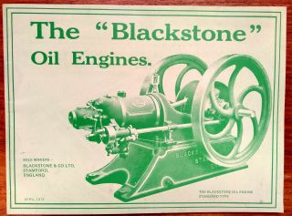 The Blackstone Oil Engines 1912.  Paraffin Oil,  Spirit And Crude Oil Engines