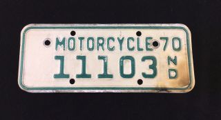 Vintage North Dakota 1970 Motorcycle License Plate 11103