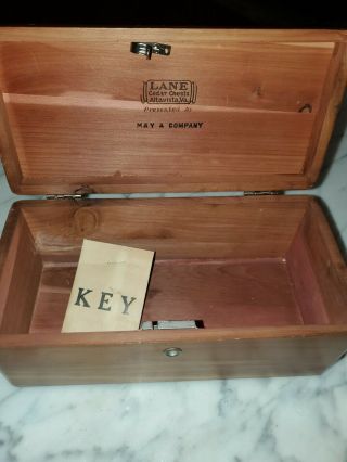 Vintage Lane Cedar Chest Miniature Salesman Sample Jewelry Trinket Wood Box/key 2