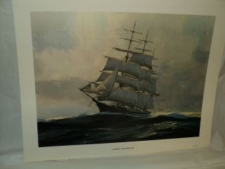 Vintage Sail Ship Lithograph/print Titled :: Clipper " Staghound "