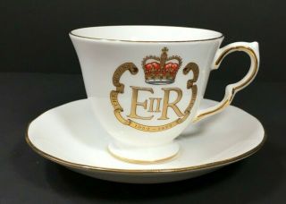 Vintage Fine Bone China Queen Elizabeth Silver Jubilee England Cup And Saucer