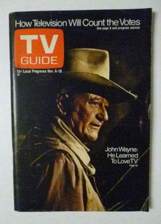 Los Angeles Nov 4 Tv Guide 1972 John Wayne Neil Simon Election Night Banyon