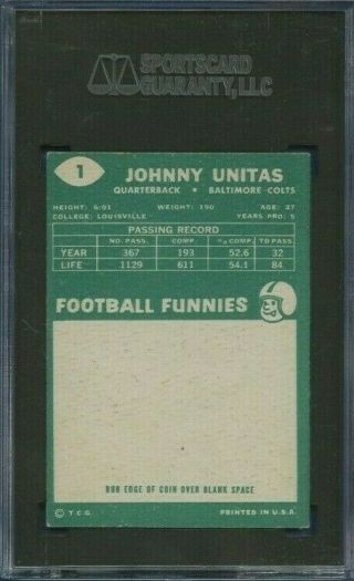 1960 Topps Football 1 Johnny Unitas SGC 70 2