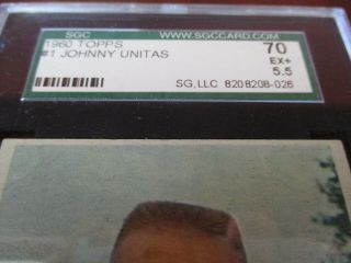 1960 Topps Football 1 Johnny Unitas SGC 70 3
