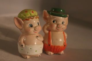 Vintage Anthropomorphic Pig Salt And Pepper Shakers Made In Taiwan
