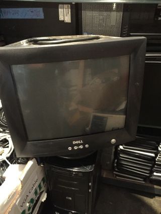 Vintage Dell E773c 17 " Color Monitor Black Crt Screen Vga W/ Base Stand