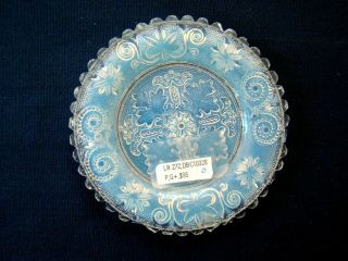 Antique Flint Glass Cup Plate Lee Rose 272 Fiery Opal; Eapg Lacy Boston Sandwich