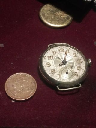 Vintage Ww1 Or Ww2 Imperial Wire Lug Trench Style Watch,  Part But Runs