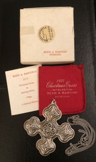 Estate Reed & Barton 1971 Limited Edition Sterling Vintage Christmas Cross