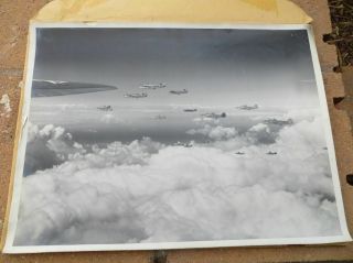 Vintage Large Photo Wwii Consolidated B - 24 Liberator Squadron In Flight