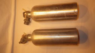 2 Vintage Sigg Switzerland Aluminum Backpacking Stove Fuel Bottle W/pour Spout