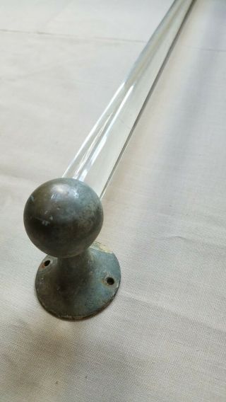 Antique Towel Bar Rod 24 " - Solid Brass Rod Holders With 1 " Diameter Glass Bar