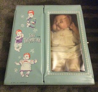 Vintage Tiny Thumbelina Look - Alike Doll - Movement W/ Accessories Case