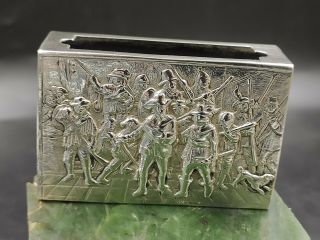 Antique Victorian 925 Sterling Silver Repousse Match Box Holder