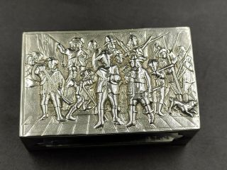 Antique Victorian 925 Sterling Silver Repousse Match Box Holder 2