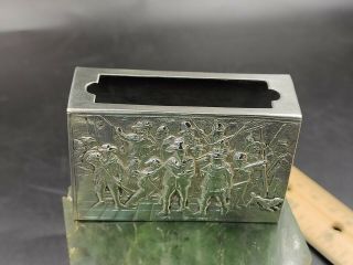 Antique Victorian 925 Sterling Silver Repousse Match Box Holder 3