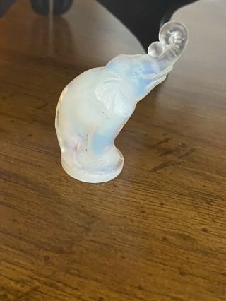 Vintage Signed Sabino Opalescent Crystal Small Elephant