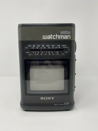 Vintage Sony Mega Watchman Fd - 510 B&w Tv Fm/am Radio Television