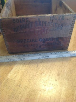 Vintage Dupont Wood Explosives Special Gelatin Crate Box Mining Quarry Collectib