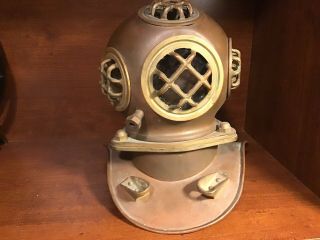 Vintage Bronze/copper Diving Helmet W/brass Trim 9” High Nautical Decor